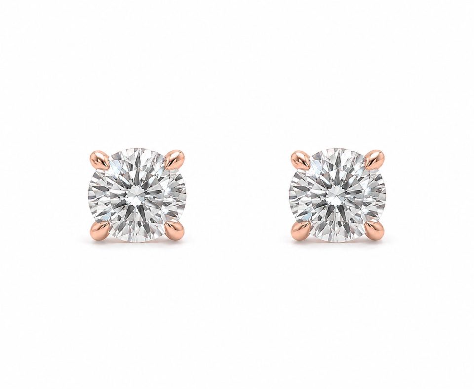 9K Gold 1.00 Ct Lab-Grown Diamond Stud Earrings