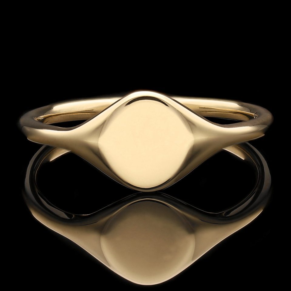 9k YG Dainty Signet Ring