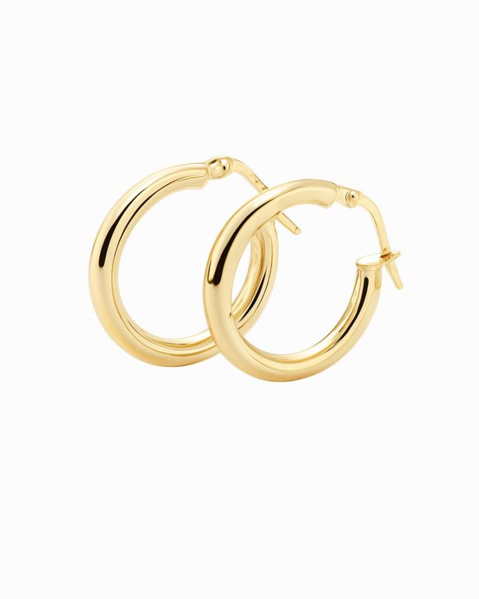 15mm Small Gold Hoops - 9K Gold