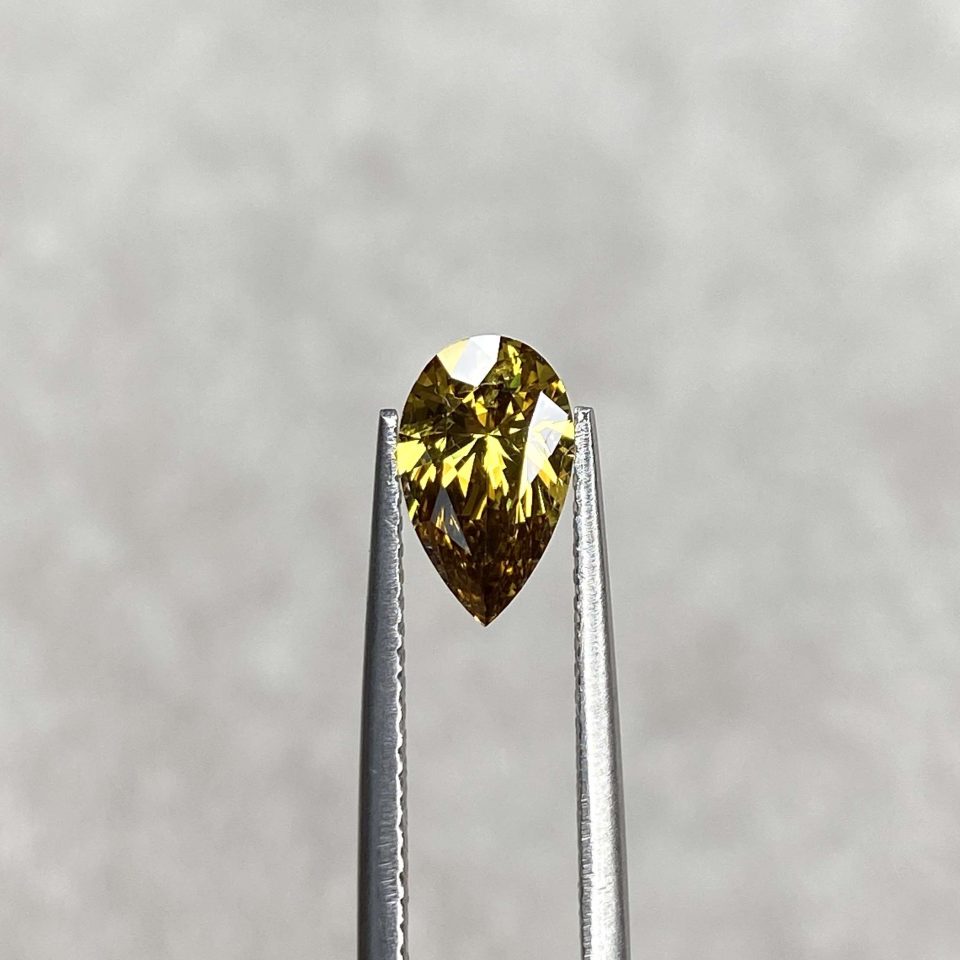1.01 Ct Fancy Deep Brownish Greenish Yellow/I1 Pear Diamond