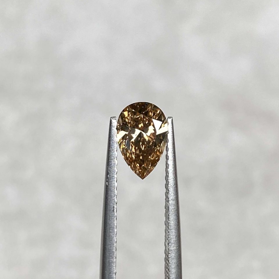 0.79 Ct Dark Champagne/VS2 Pear Diamond