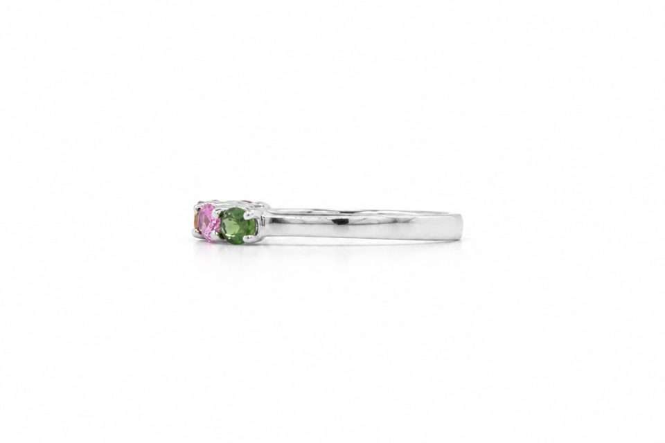 14K White Gold Rainbow 5-Stone Oval Sapphire Eternity Ring 2