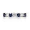 18K White Gold Blue Sapphire and White Diamond Eternity Ring - Front