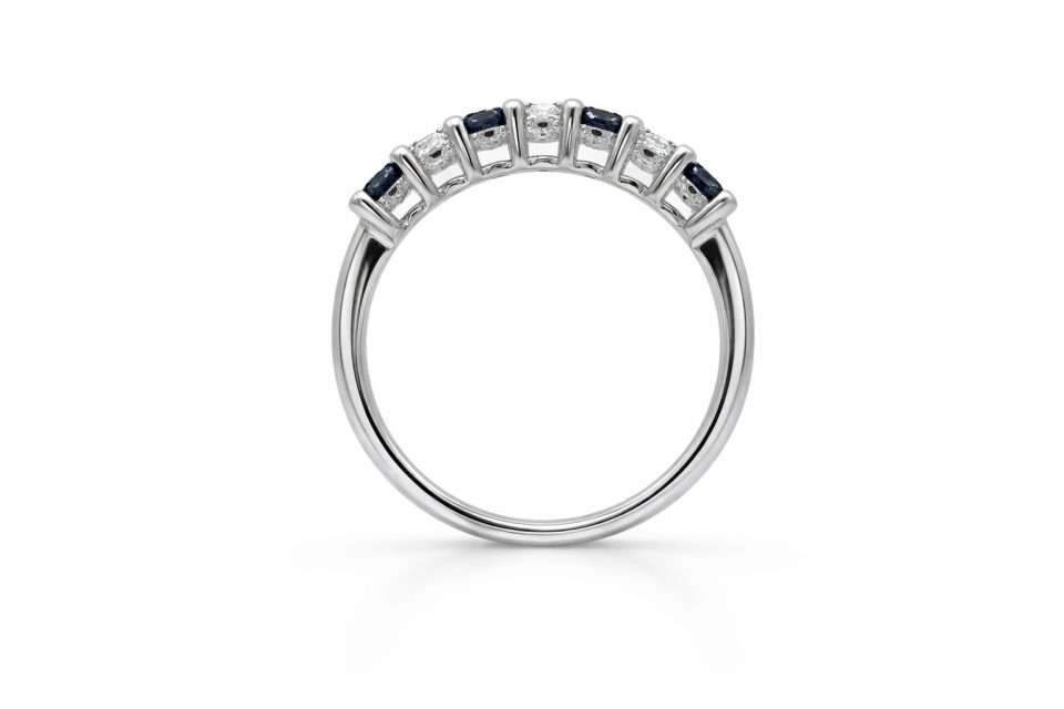 18K White Gold Blue Sapphire and White Diamond Eternity Ring - Upside