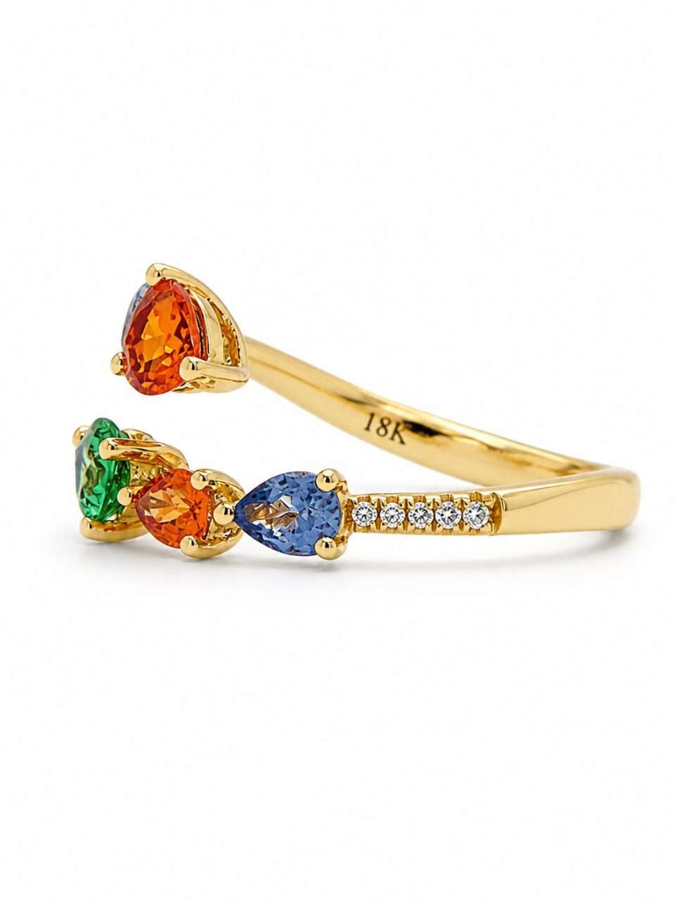18K Yellow Gold Ethereal Multi-Coloured Sapphire Eternity Ring 2