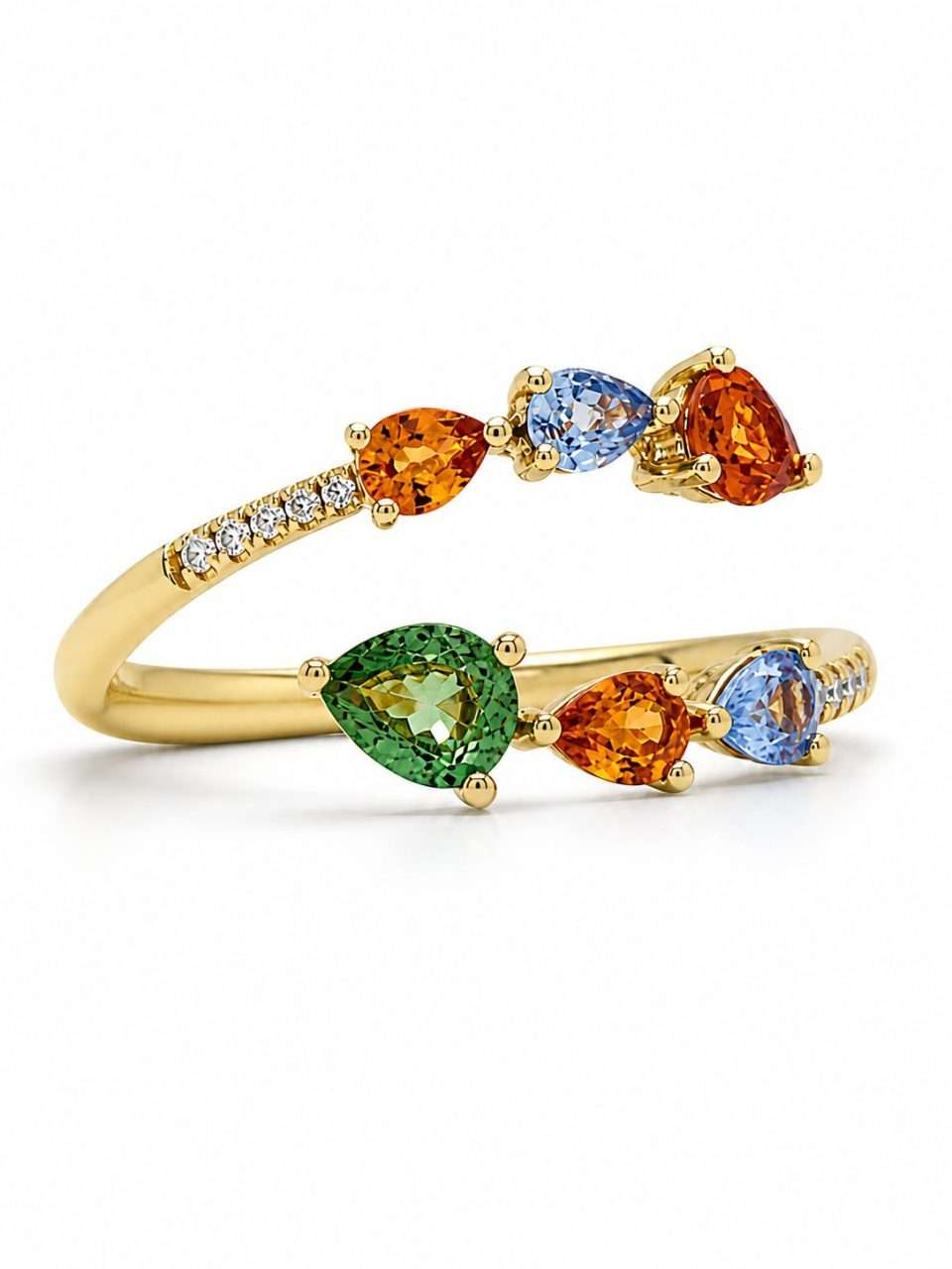 18K Yellow Gold Ethereal Multi Sapphire Eternity Ring