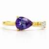 18K Yellow Gold Tanzanite and Diamond Ring