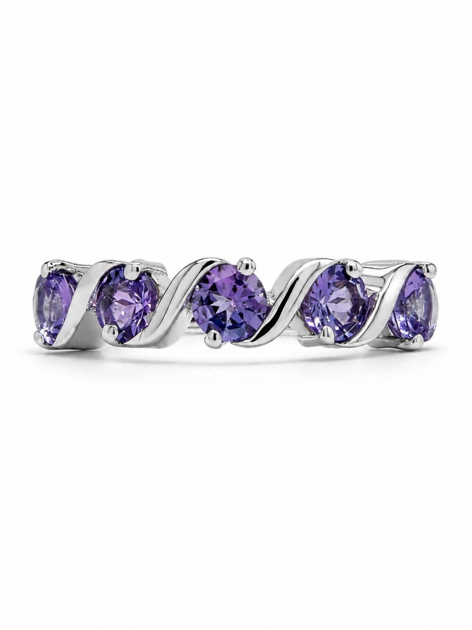 Tanzanite Five-Stone Eternity Ring in 925 Silver