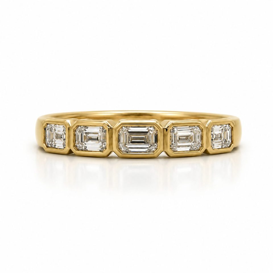 18K Yellow Gold Emerald-Cut Diamond Eternity Ring