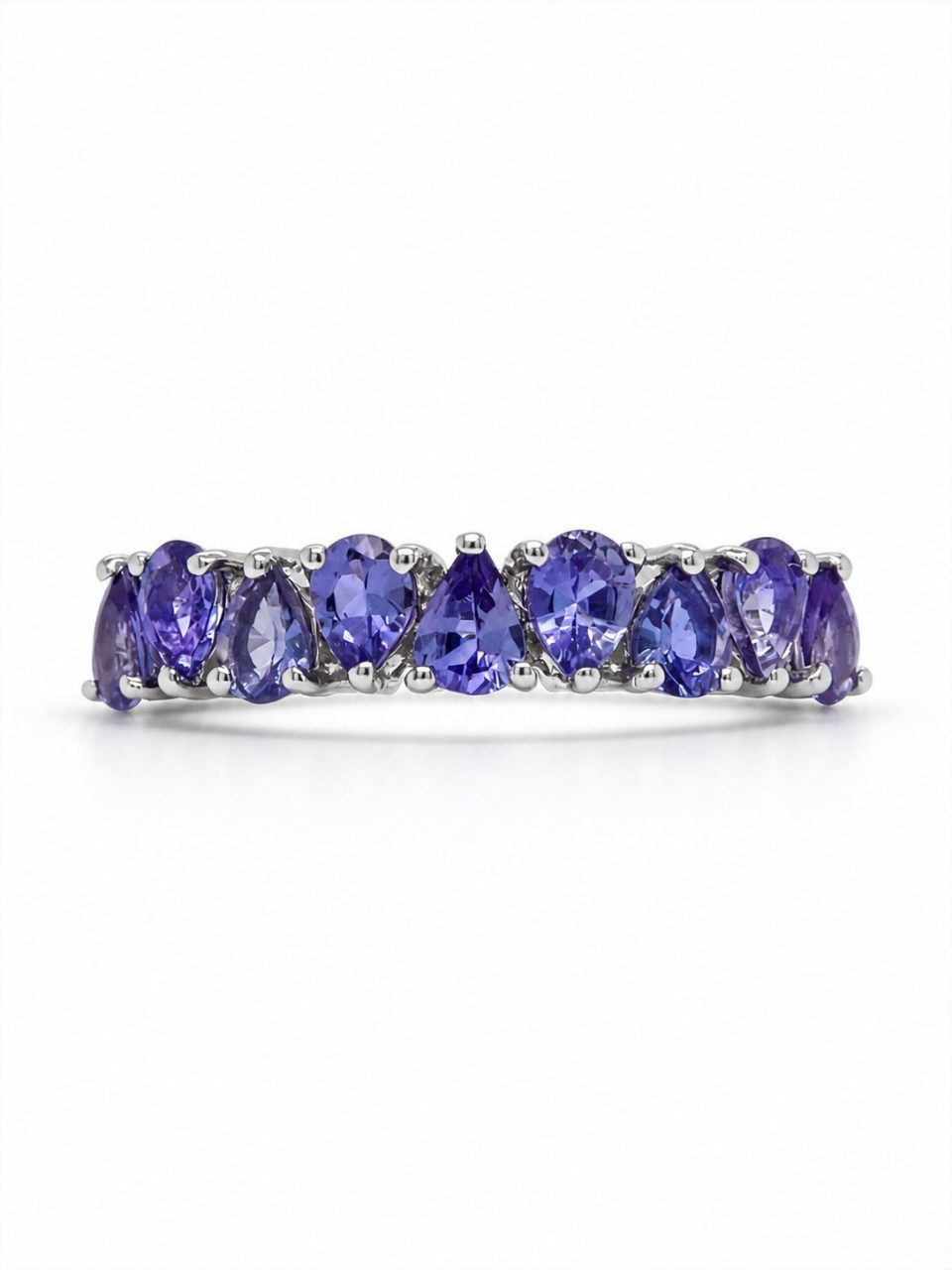 Pear-Shaped Tanzanite Eternity Ring in 925 Silver