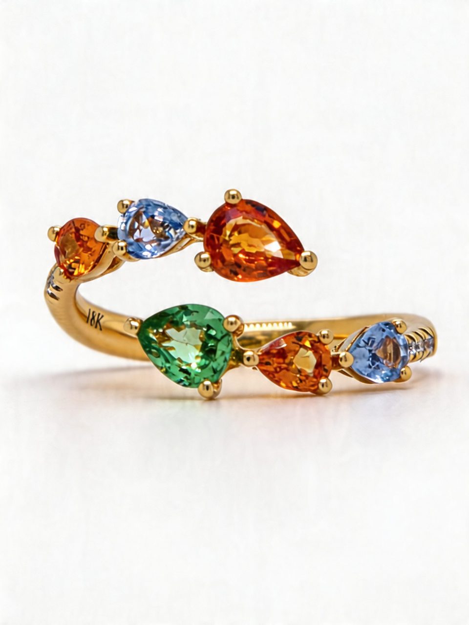 18K Yellow Gold Ethereal Multi-Coloured Sapphire Eternity Ring