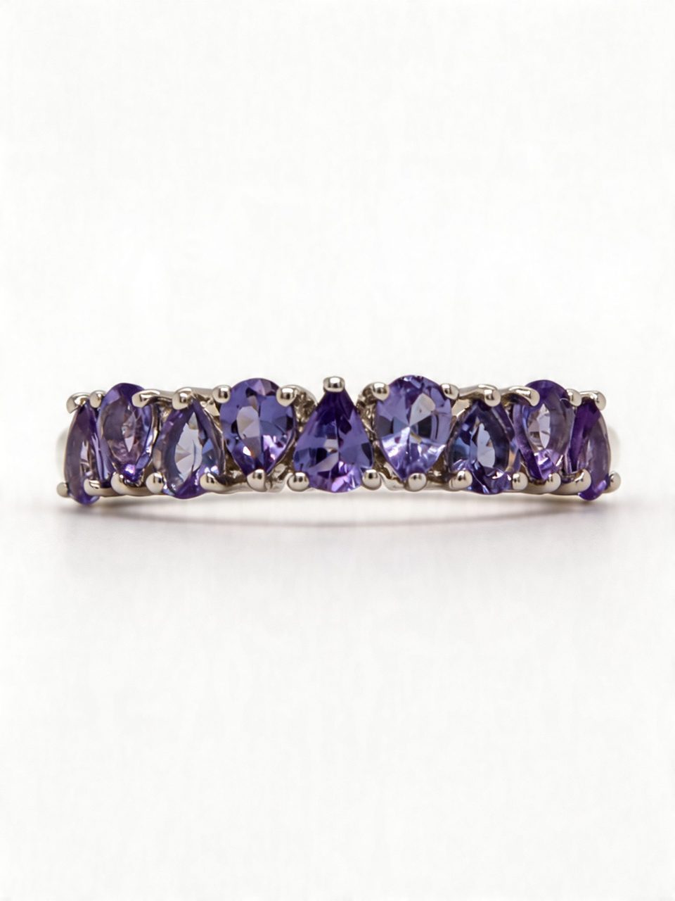 Pear-Shaped Tanzanite Eternity Ring in 925 Silver