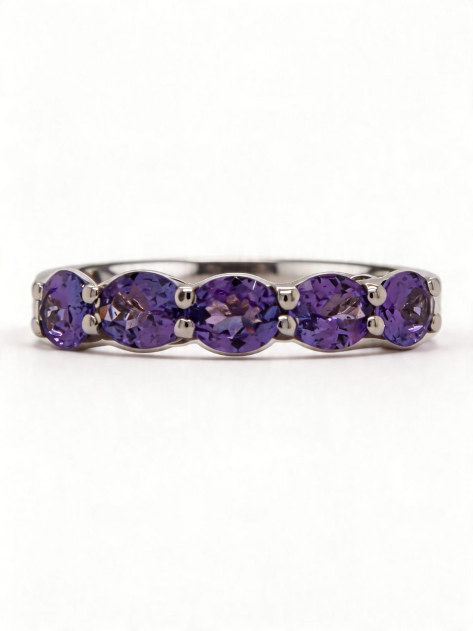 Oval-Shaped Tanzanite Eternity Ring in 925 Silver