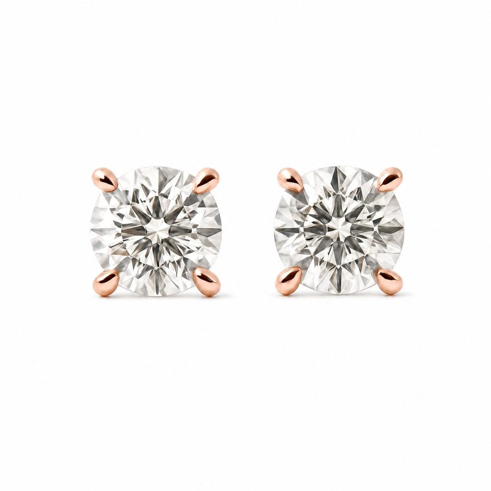 9K Rose Gold 0.66 Ct Lab-Grown Diamond Stud Earrings