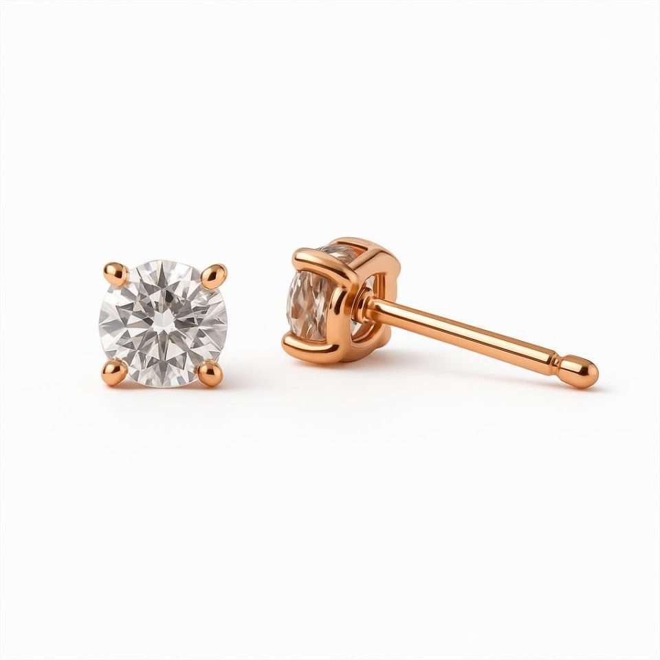 9K RG 0.66 Ct Diamond Studs