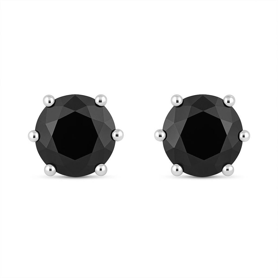 9K White Gold 1.26 Ct Black Diamond Stud Earrings