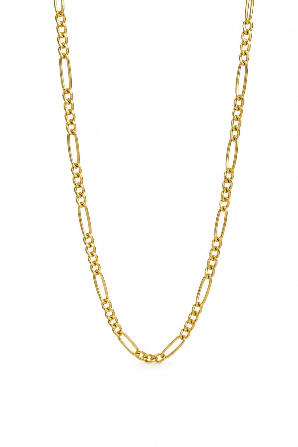 9K Yellow Gold Beveled Figaro Chain – Hollow Lightweight Men's Gold Chain (16cm–65cm)