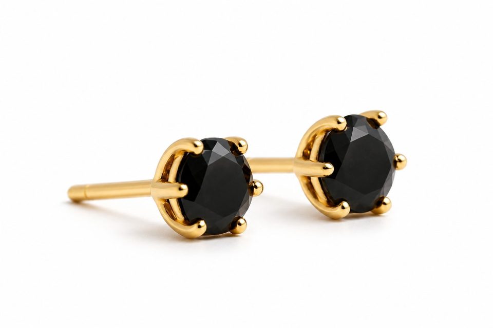 Black Diamond Stud Earrings 1