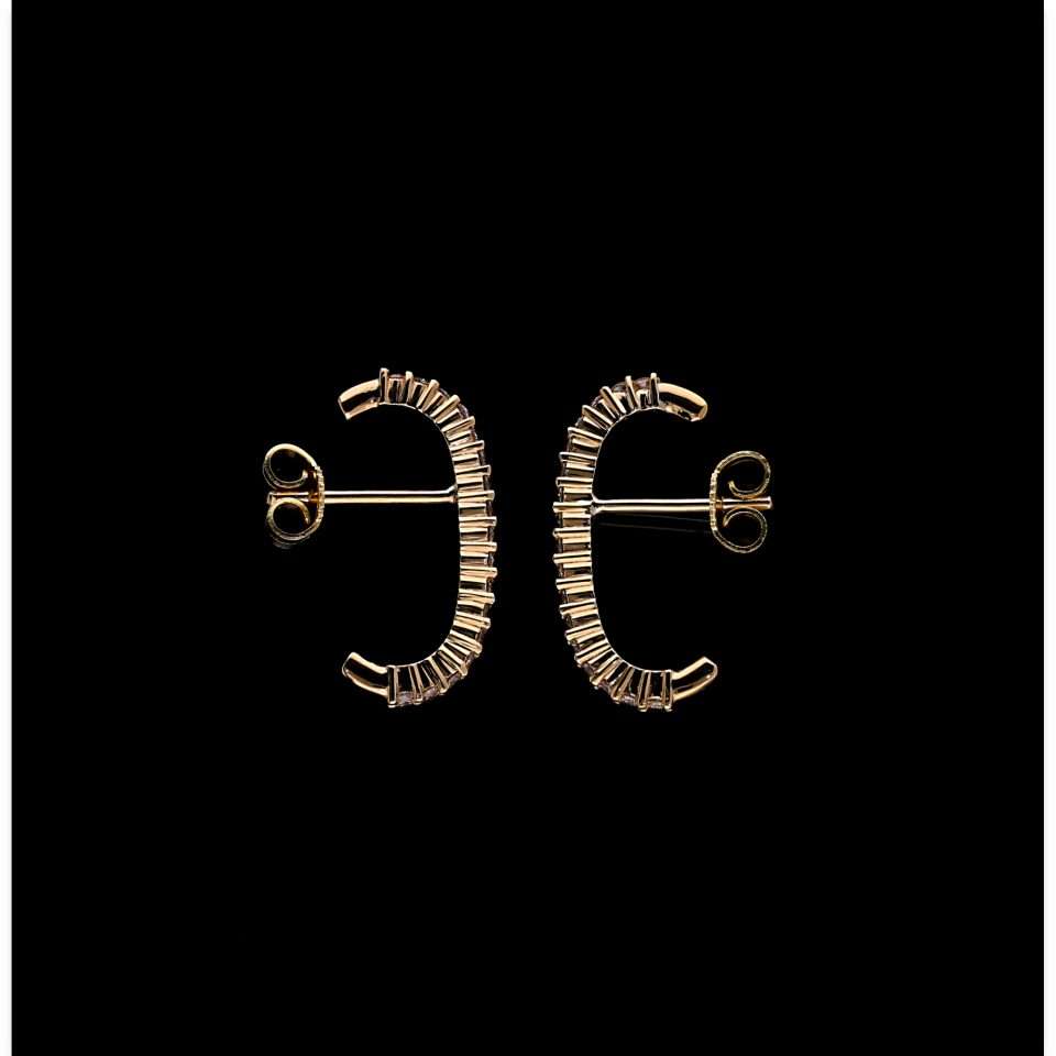 Cshape Gold White Diamond Studs-113