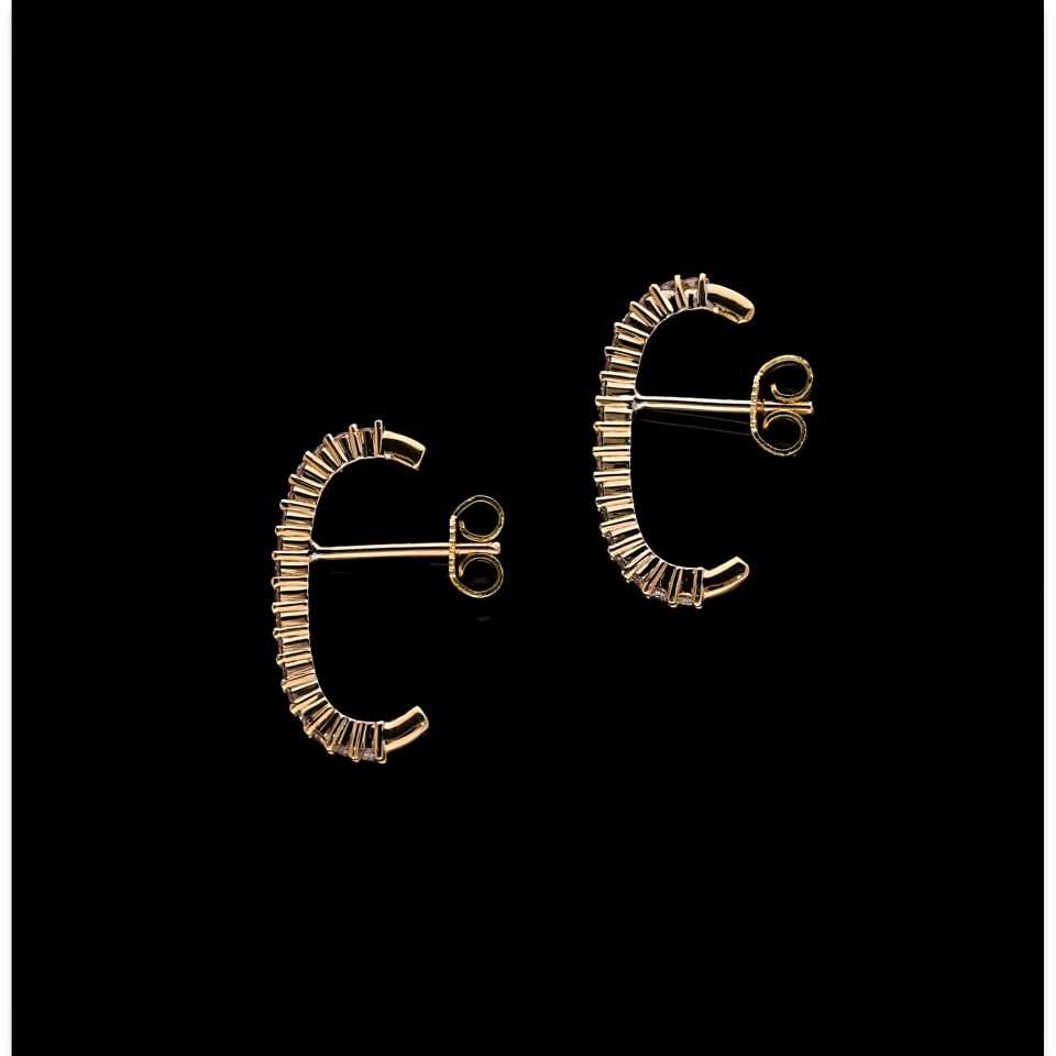 Cshape Gold White Diamond Studs-116