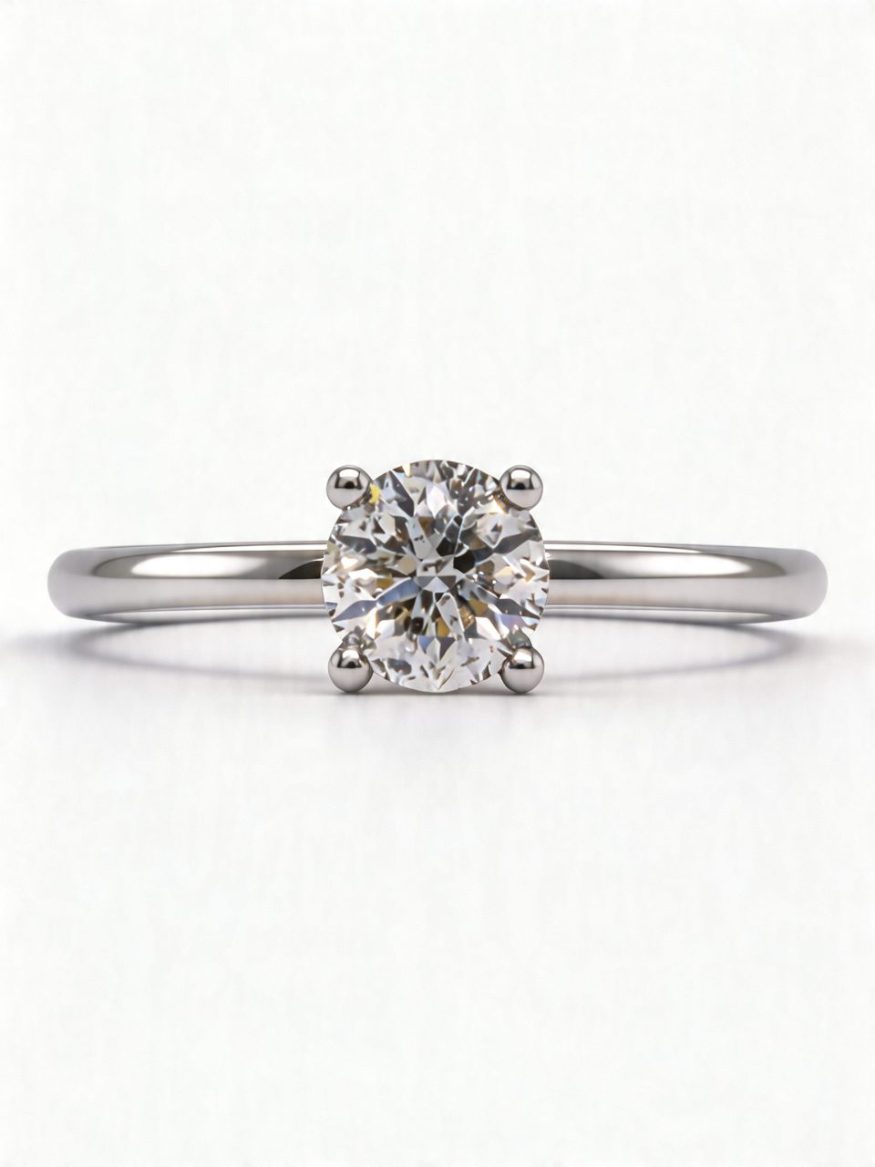 9K White Gold 1.51 Ct Round Diamond Solitaire Ring