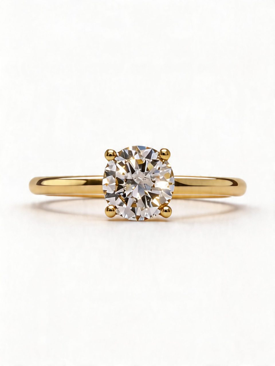 9K Yellow Gold 0.71 Ct White Diamond Solitaire Ring