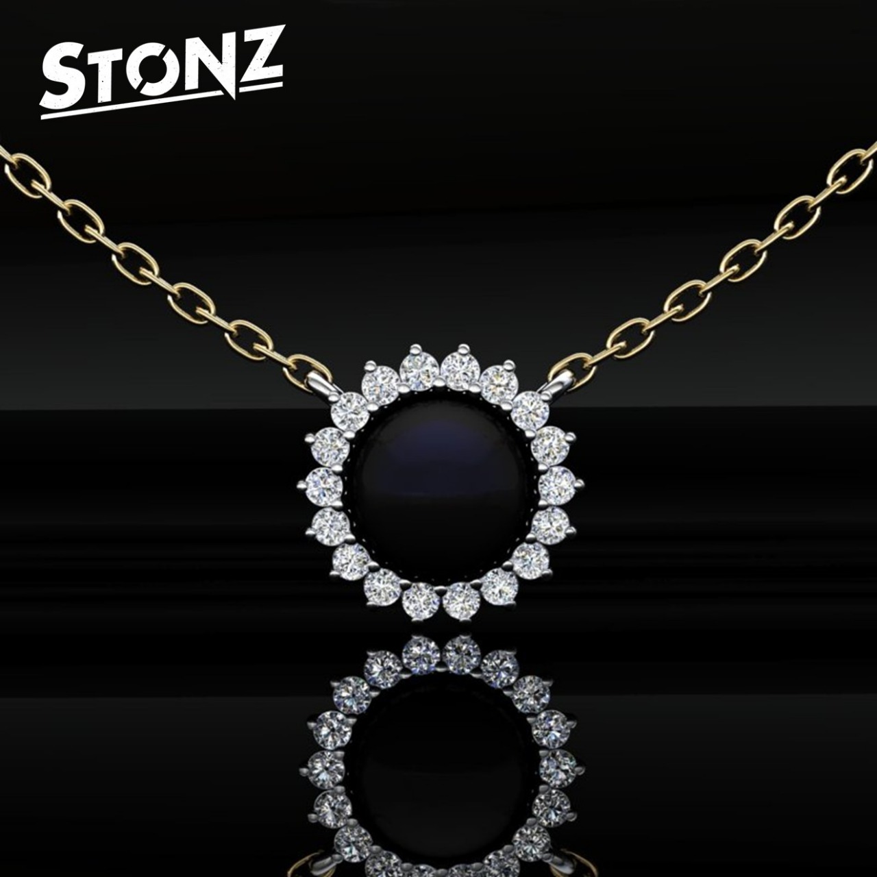 Black Pearl Halo Necklace