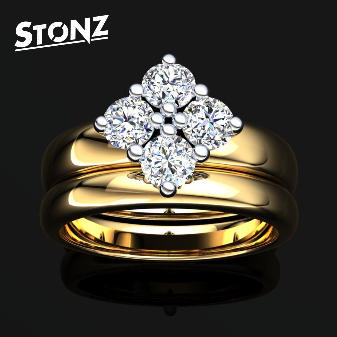 Cluster Solitaire Ring