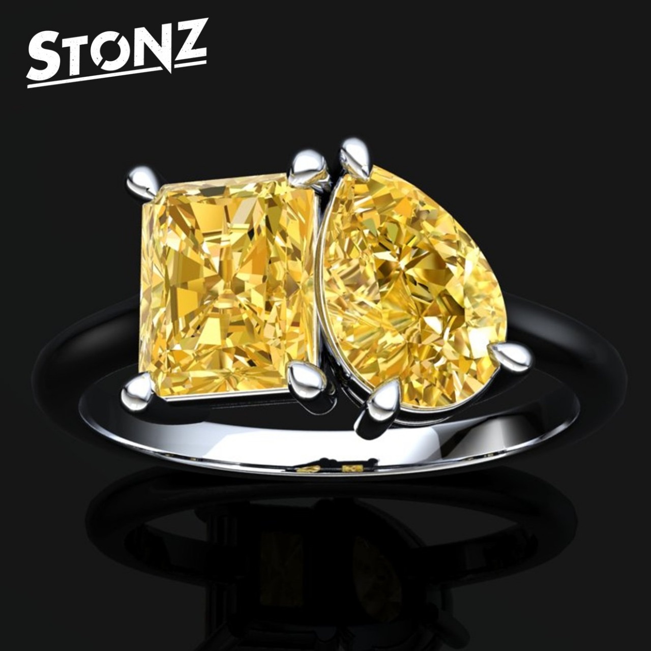 Fancy Yellow Toi et Moi Ring