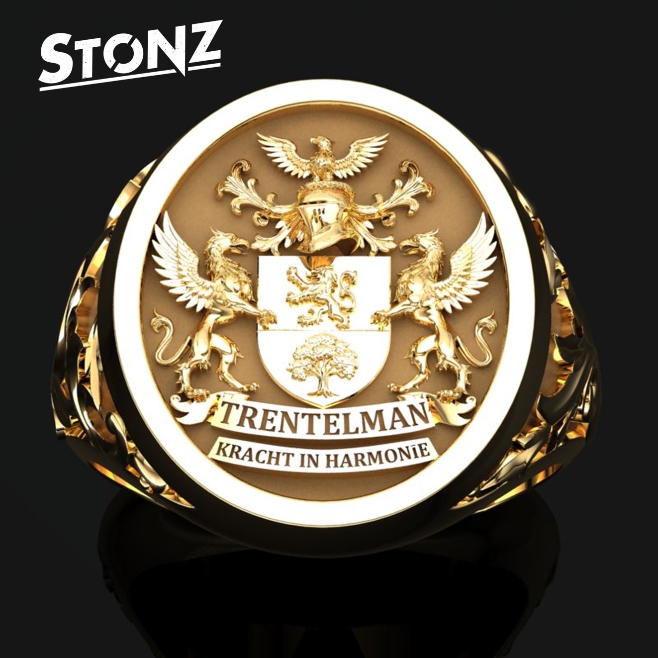 Oval Family Crest with Side Detail