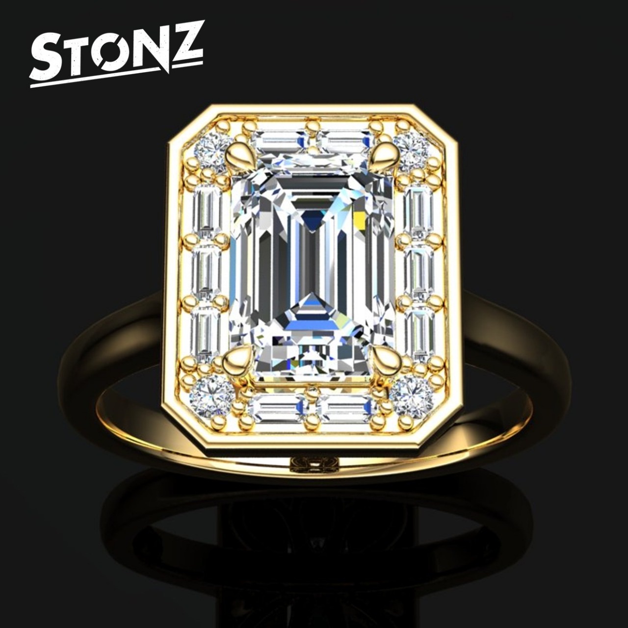 Emerald Halo Bezel-Set Ring