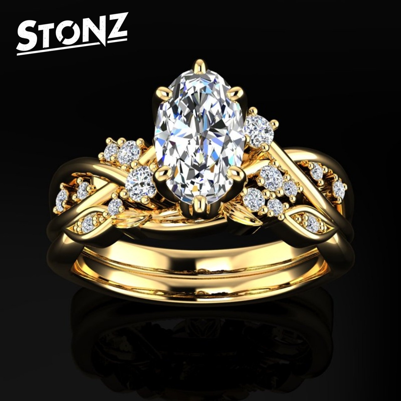 Curved Band set with Diamonds