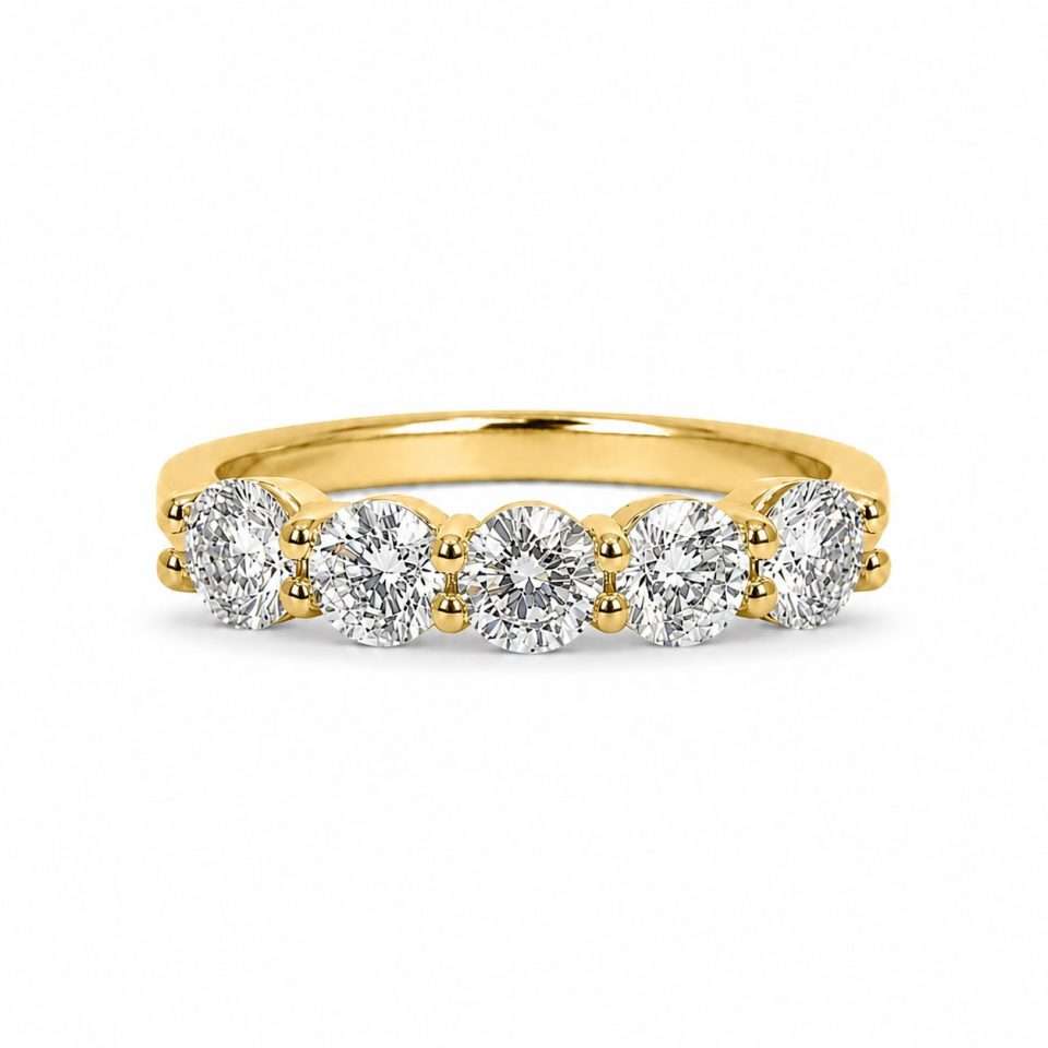 Gold 5 Stone Diamond Eternity Ring - 0.30 Lab:Nat 1