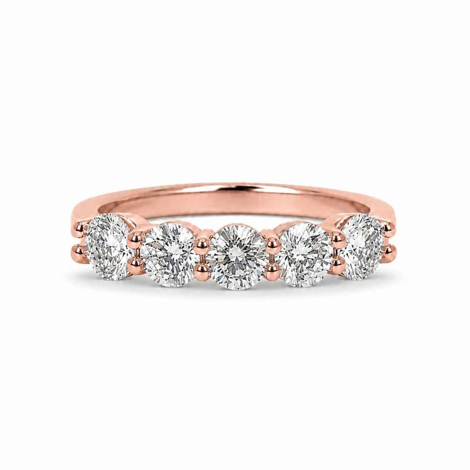Gold 5 Stone Diamond Eternity Ring - 0.30 Lab:Nat 2