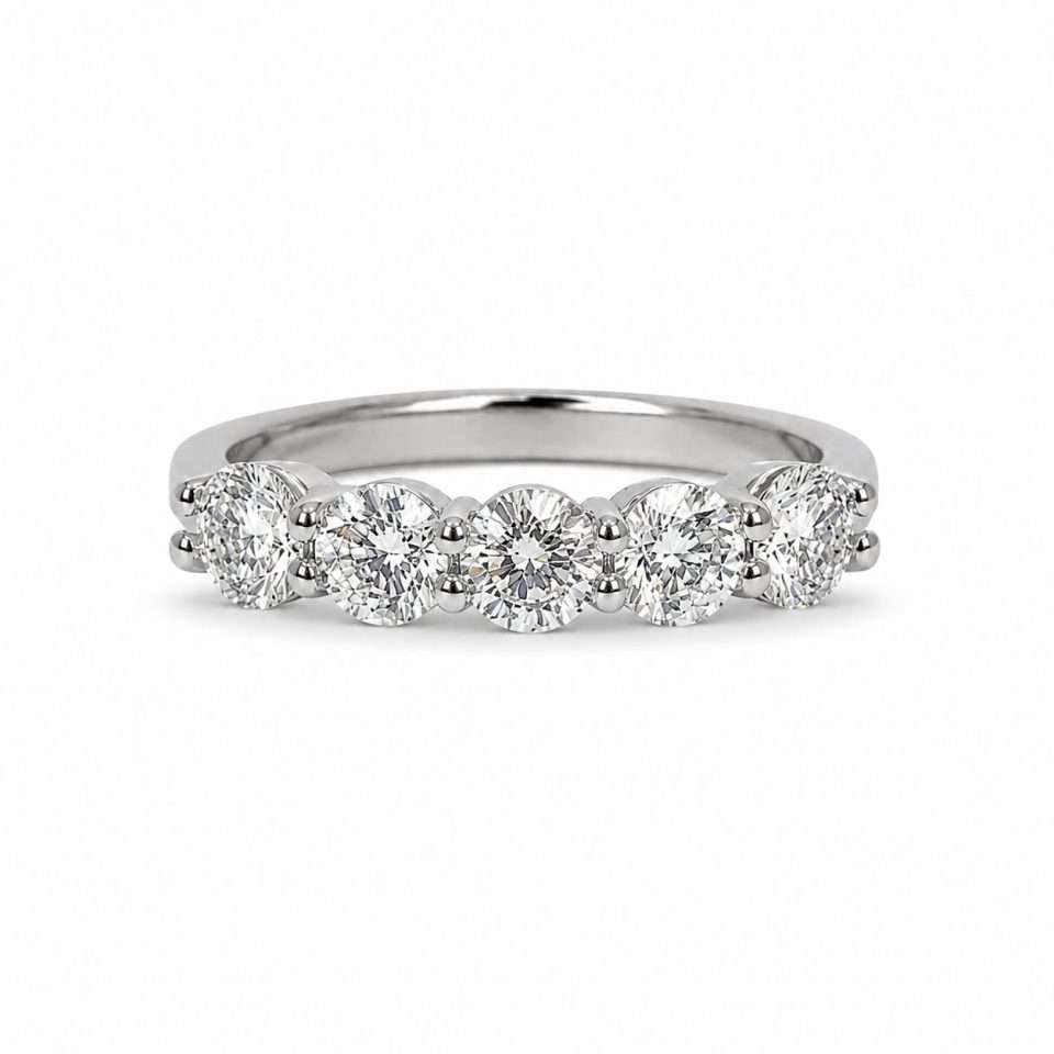 9K Gold 5-Stone 0.30 Ct Diamond Eternity Ring