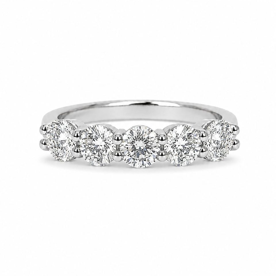 5-Stone 0.40 Ct Diamond Eternity Ring in 9K Gold