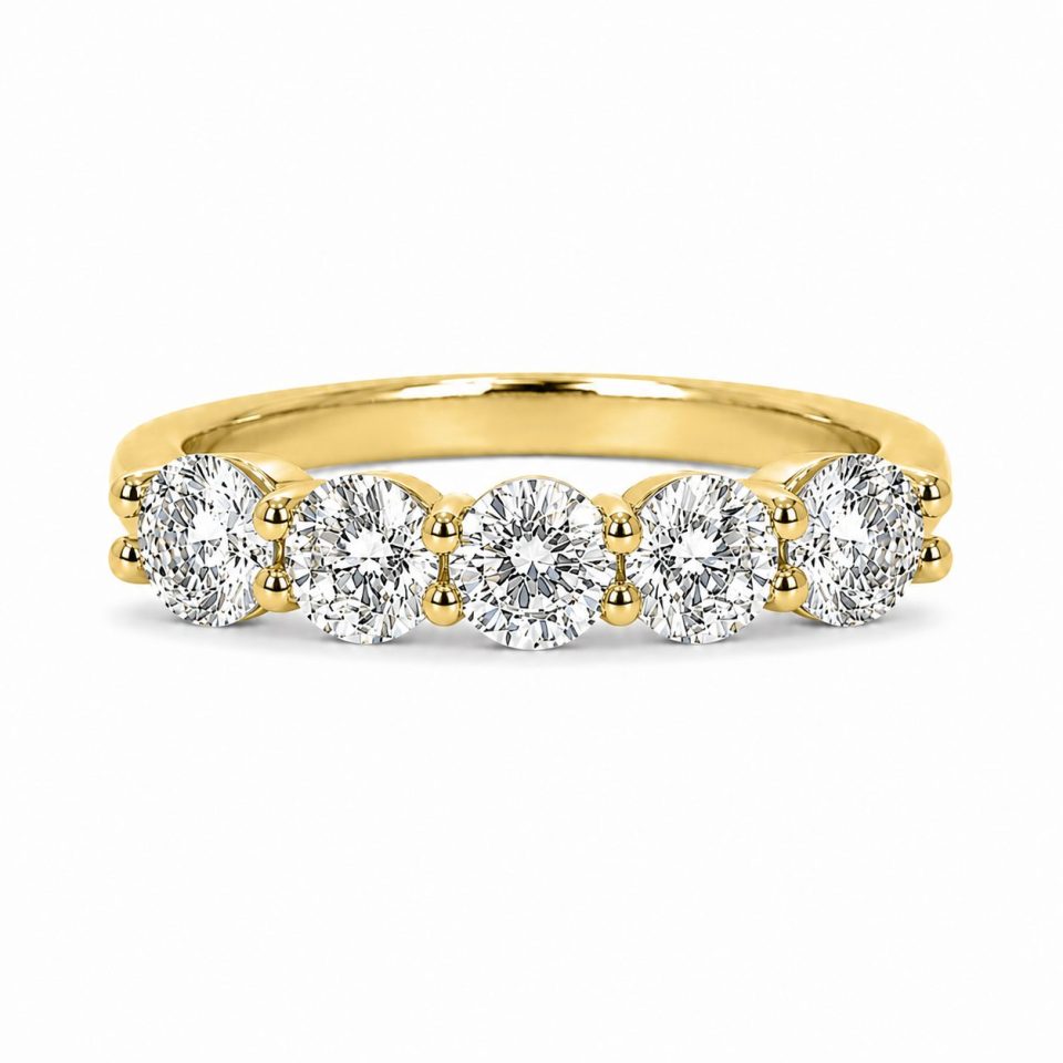 Gold 5 Stone Diamond Eternity Ring - 0.40 Lab:Nat 2