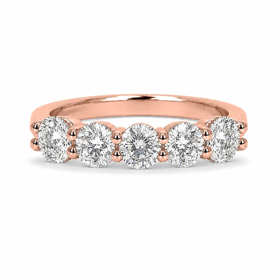 Gold 5 Stone Diamond Eternity Ring - 0.40 Lab:Nat