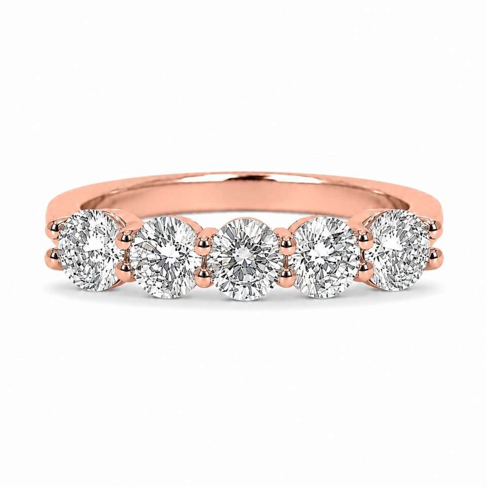 Gold 5 Stone Diamond Eternity Ring - 0.50 Lab:Nat 1