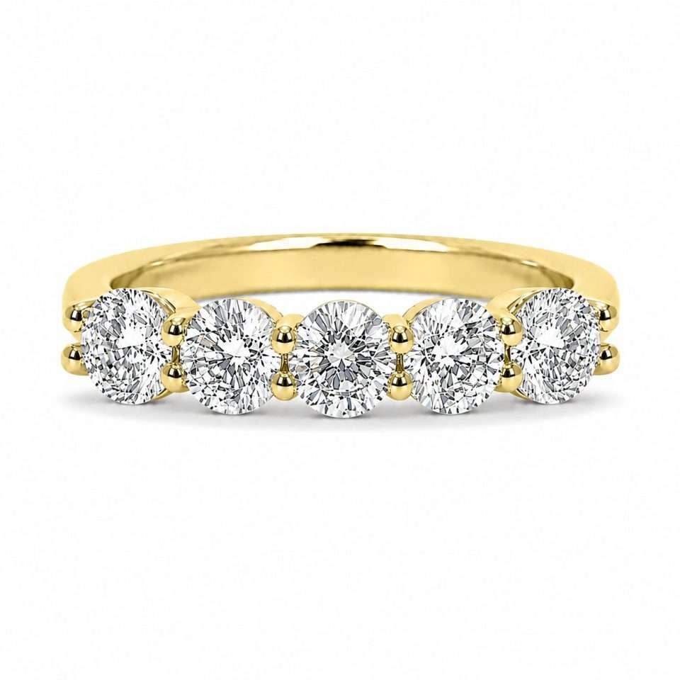 Gold 5 Stone Diamond Eternity Ring - 0.50 Lab:Nat
